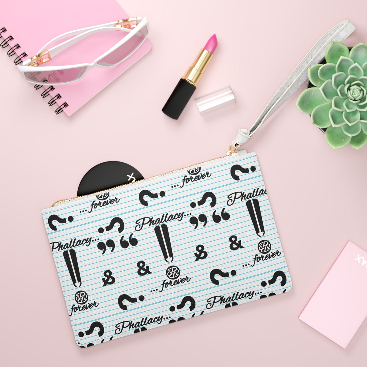 Phallacy Striped Designer Clutch Bag