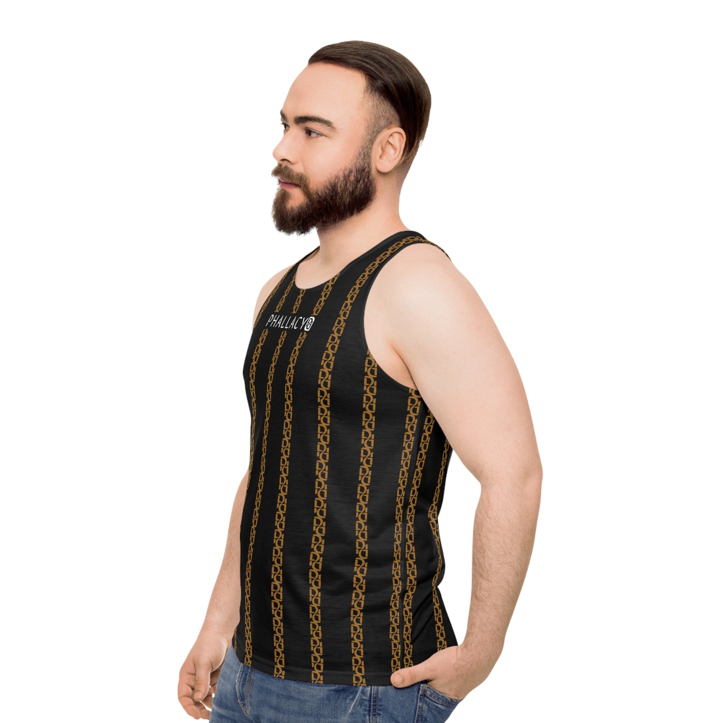 Phallacy Striped Designer Unisex Tank Top