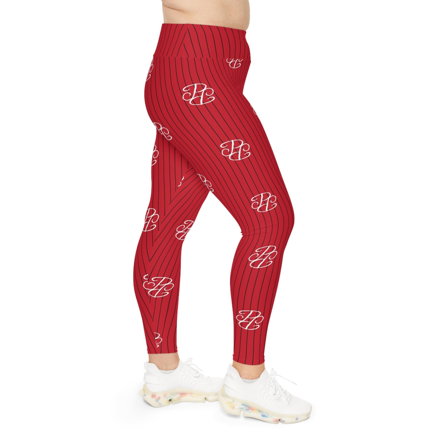 Phallacy Players Striped Designer Plus Size Leggings