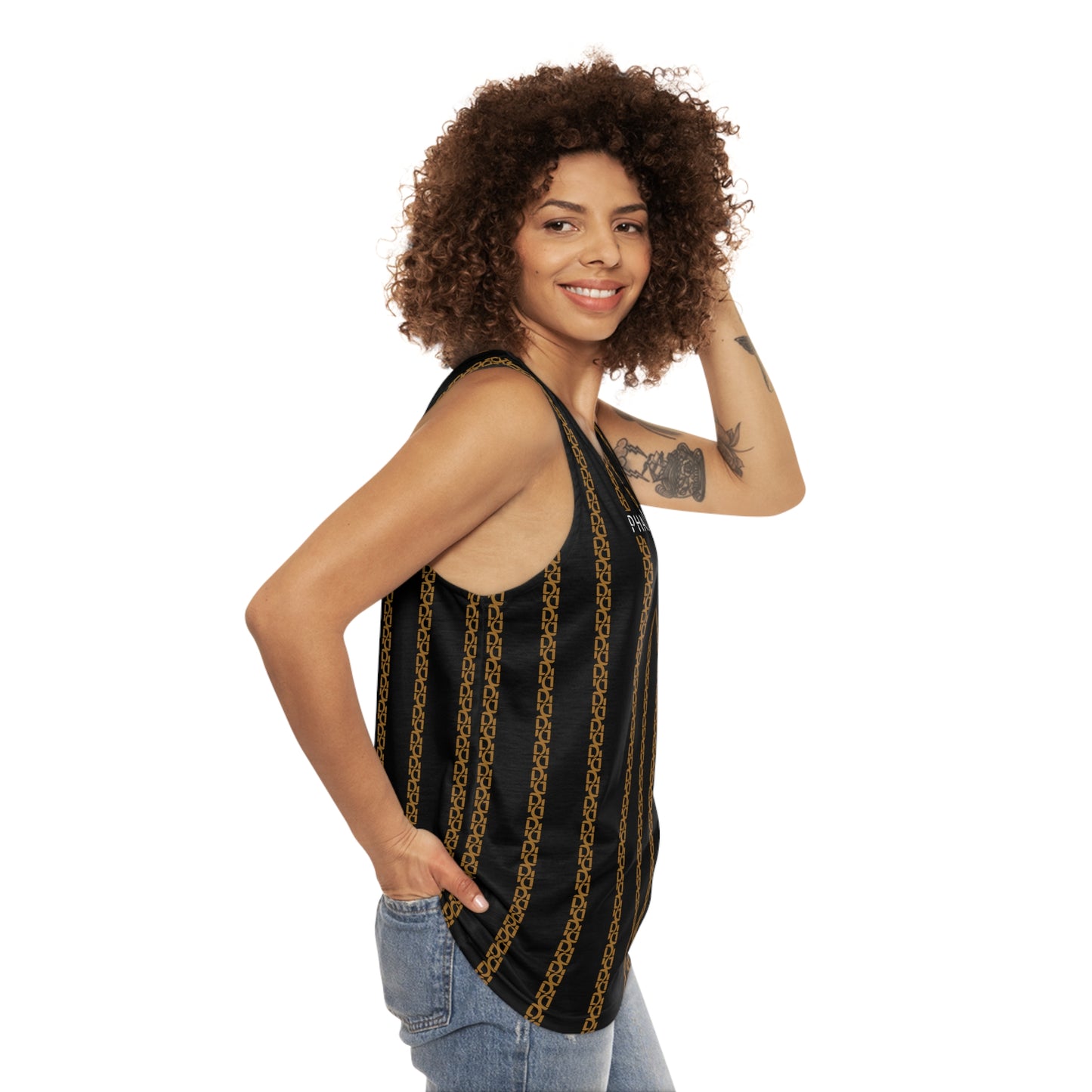 Phallacy Striped Designer Unisex Tank Top
