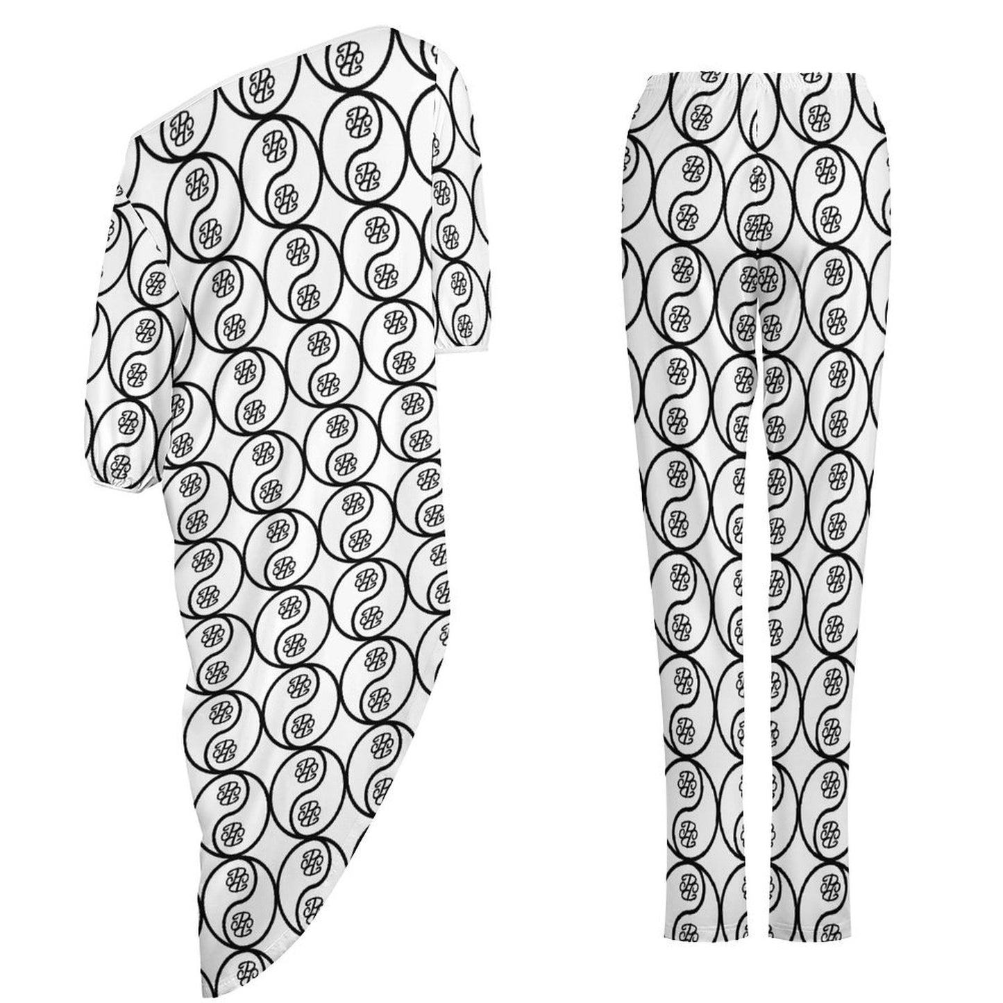 Phallacy Yin-Yang Designer Off Shoulder 2-piece Set