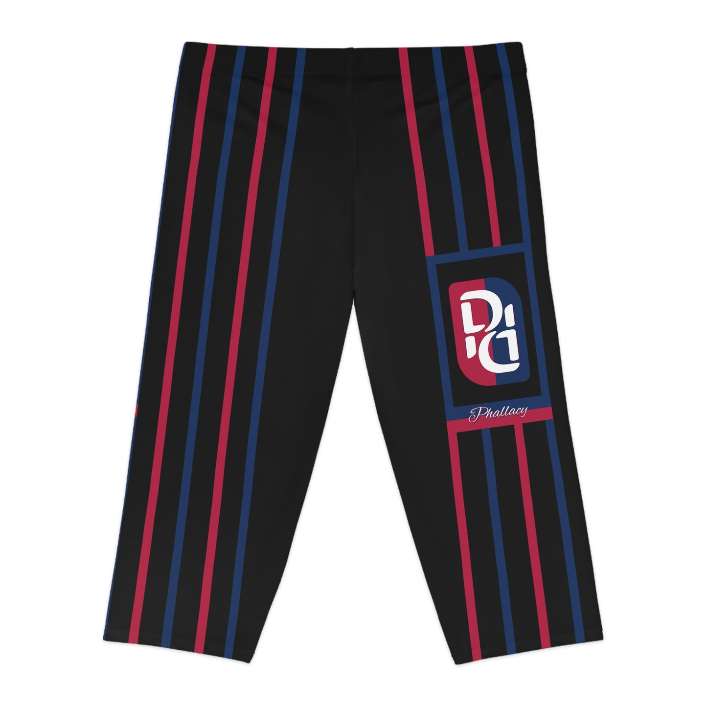 Phallacy Striped Designer Capri Leggings