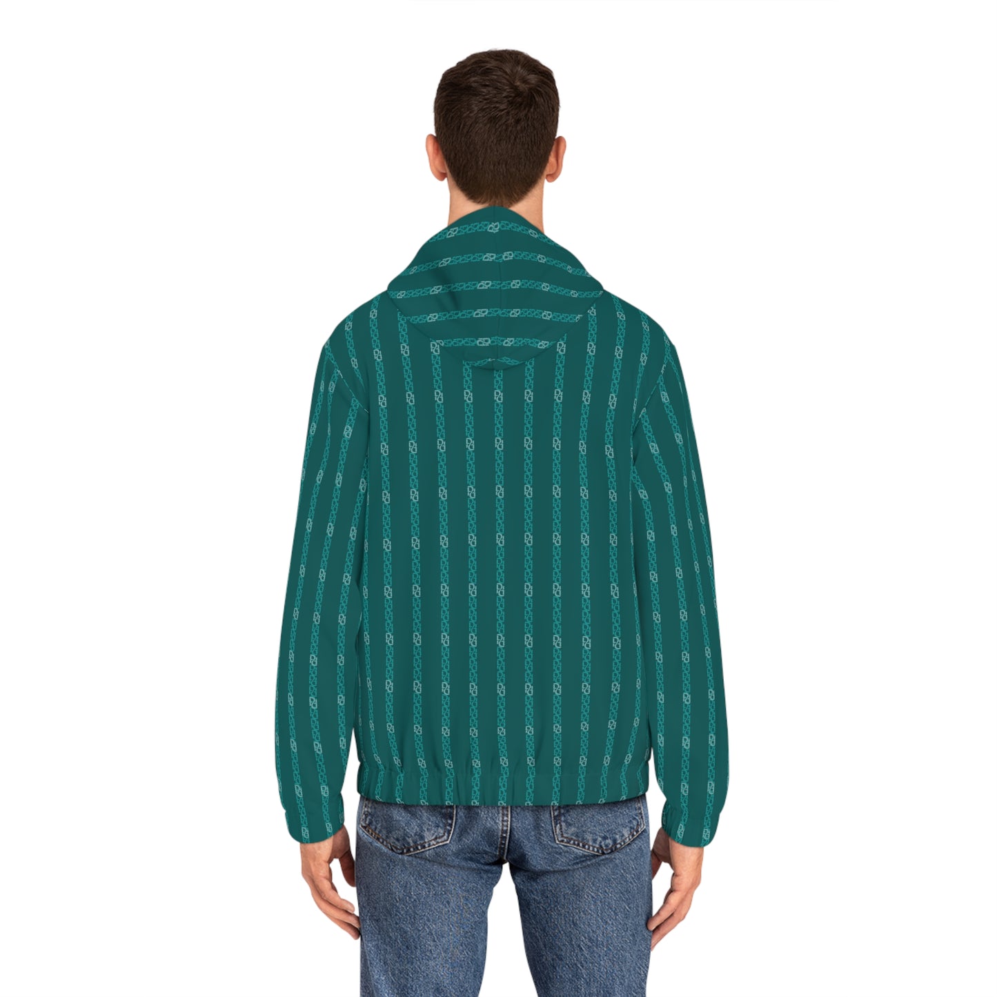 Phallacy Striped Designer Men's Full-Zip Hoodie