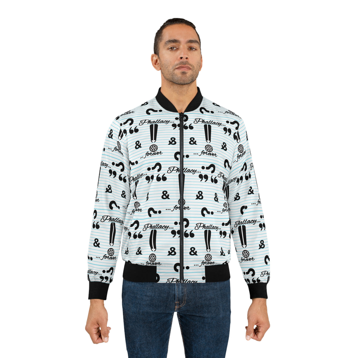 Phallacy Striped Designer Men's Bomber Jacket