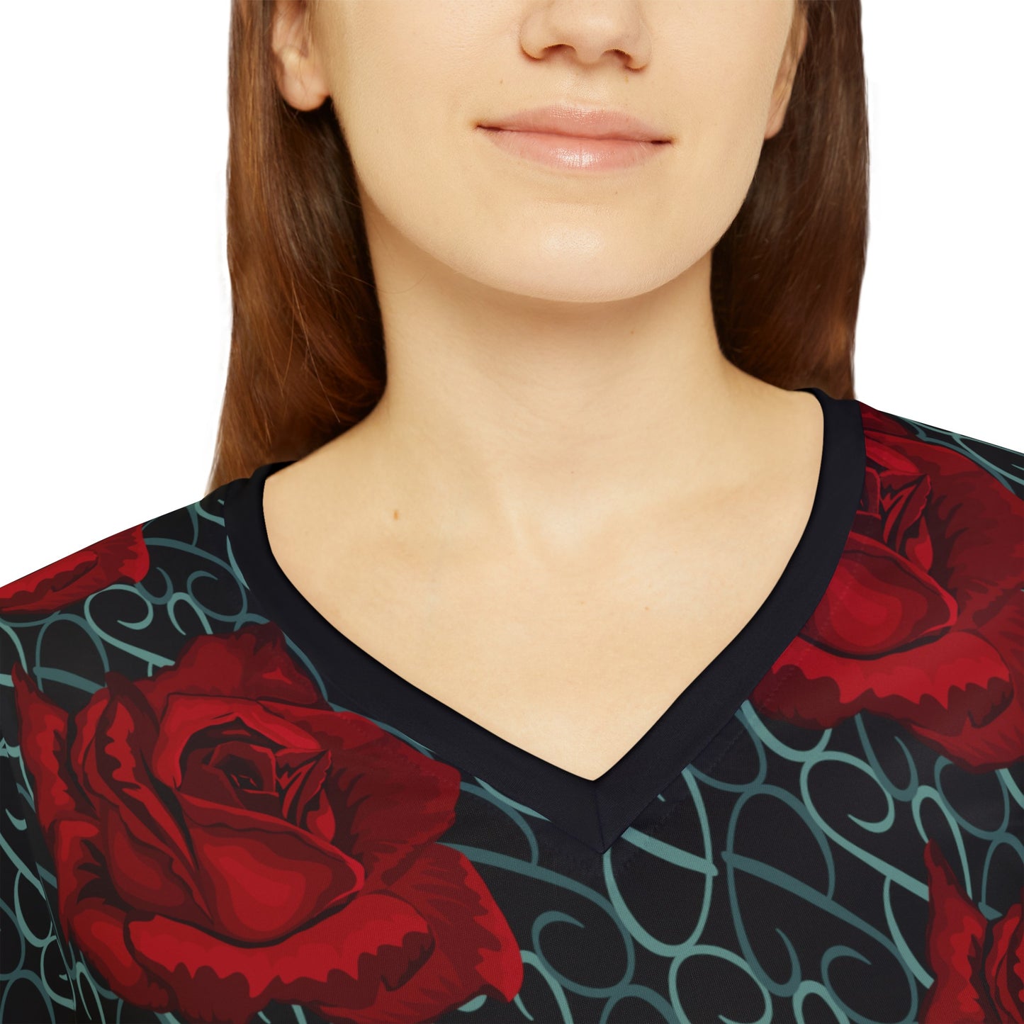 Phallacy Designer Floral Women's Long Sleeve V-neck