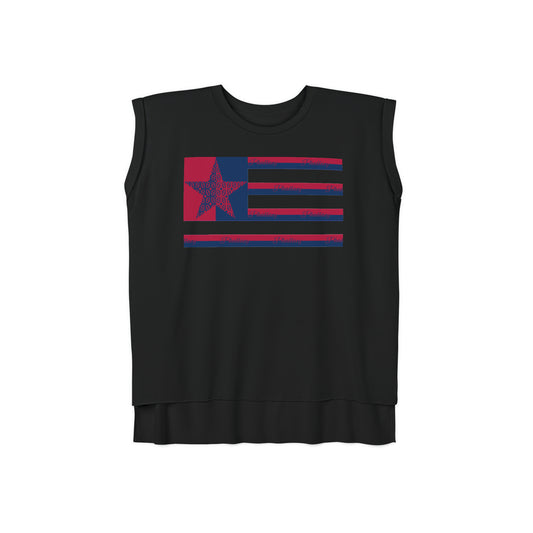 Phallacy Flag Women’s Flowy Rolled Cuffs Muscle Tee