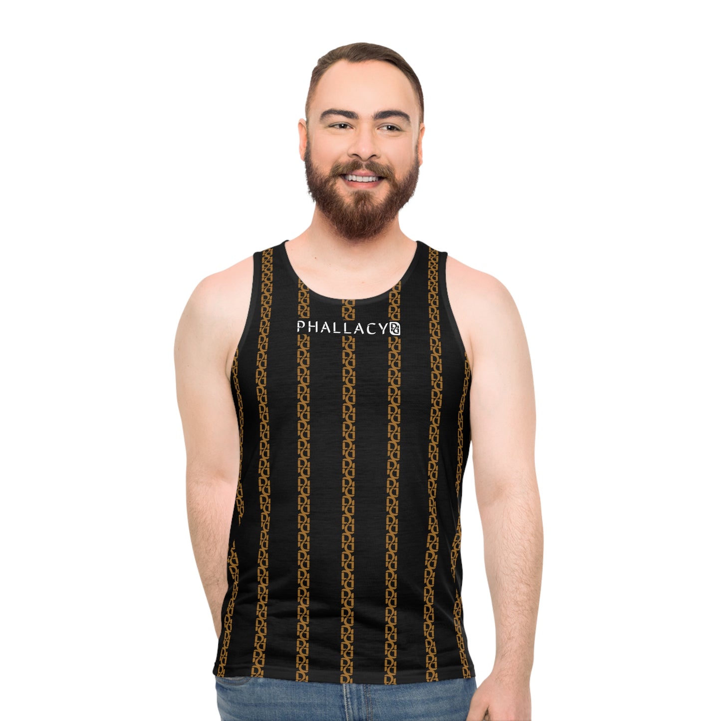 Phallacy Striped Designer Unisex Tank Top