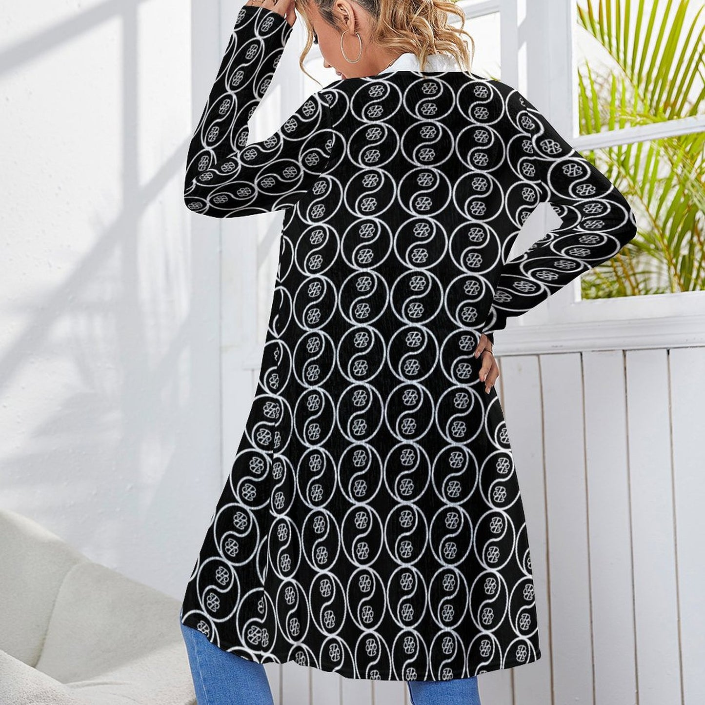 Phallacy Yin-Yang Designer Mid-Length Cardigan