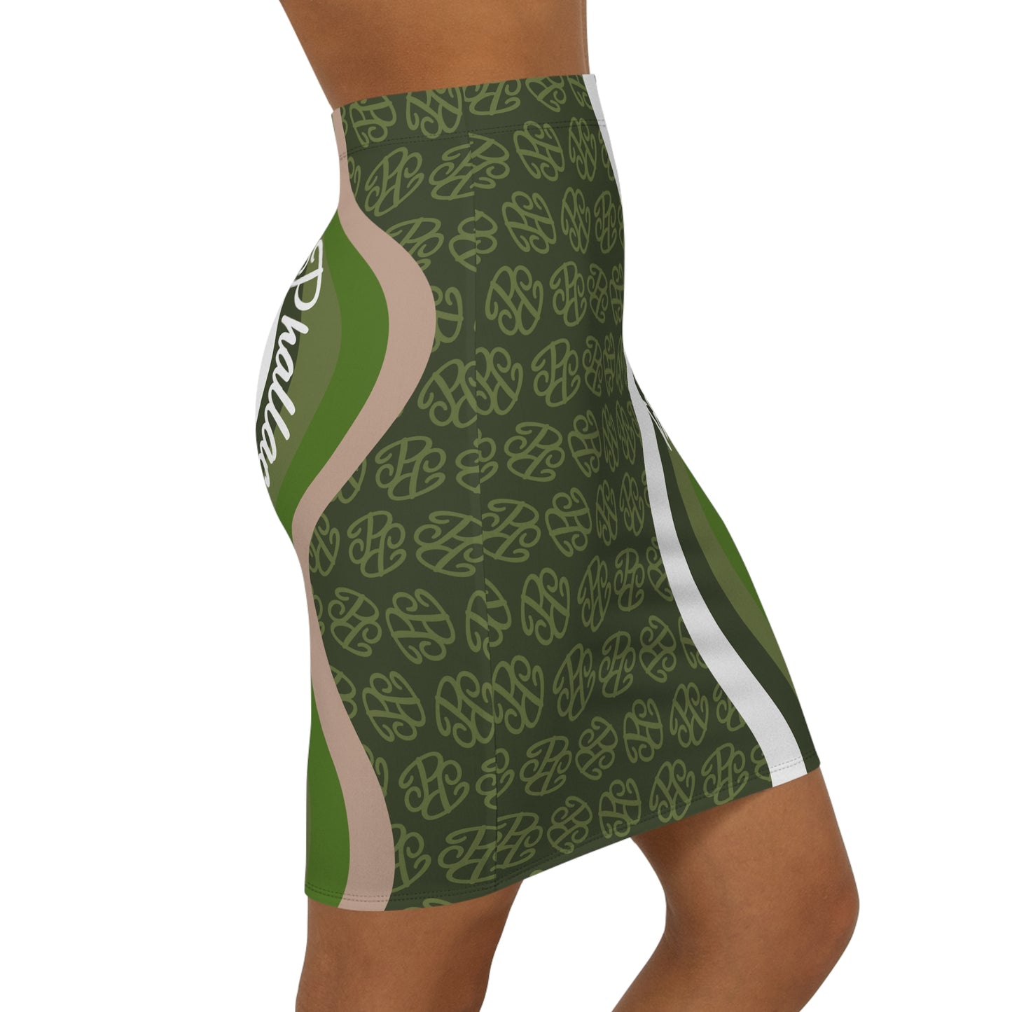 Phallacy Camo Designer Mid-Waist Pencil Skirt