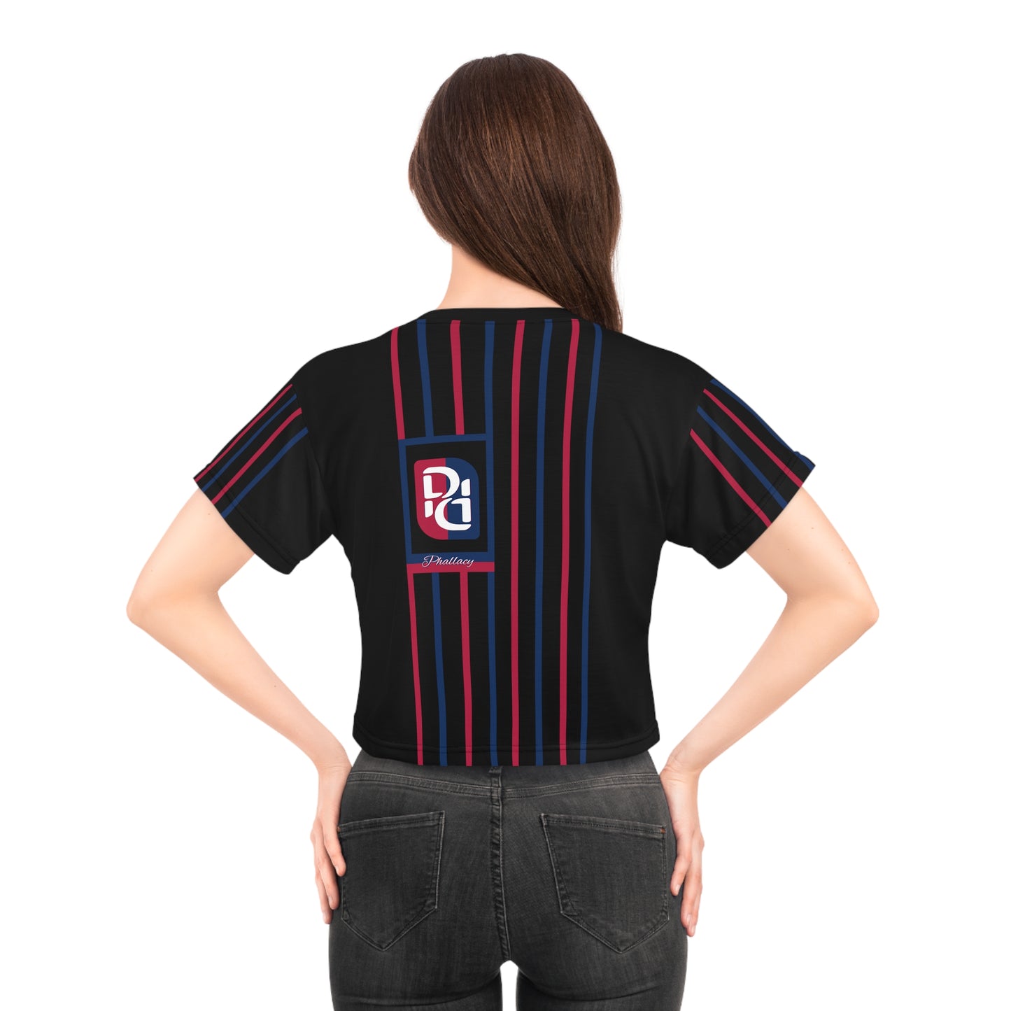 Phallacy Striped Designer Cropped Tee