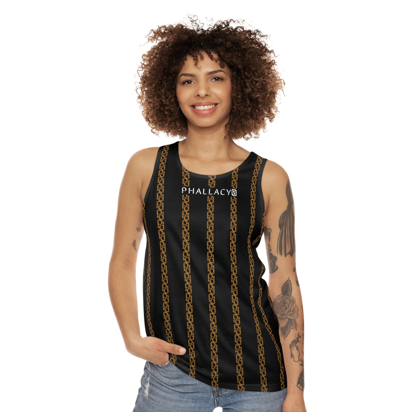 Phallacy Striped Designer Unisex Tank Top
