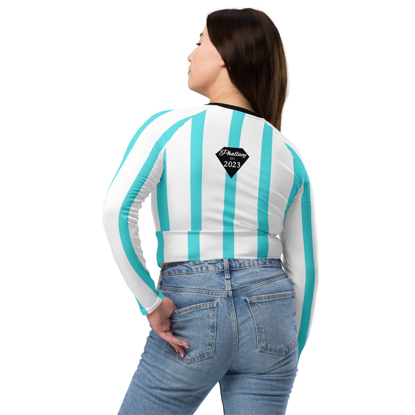 Phallacy Striped Designer Long-sleeve Crop Top