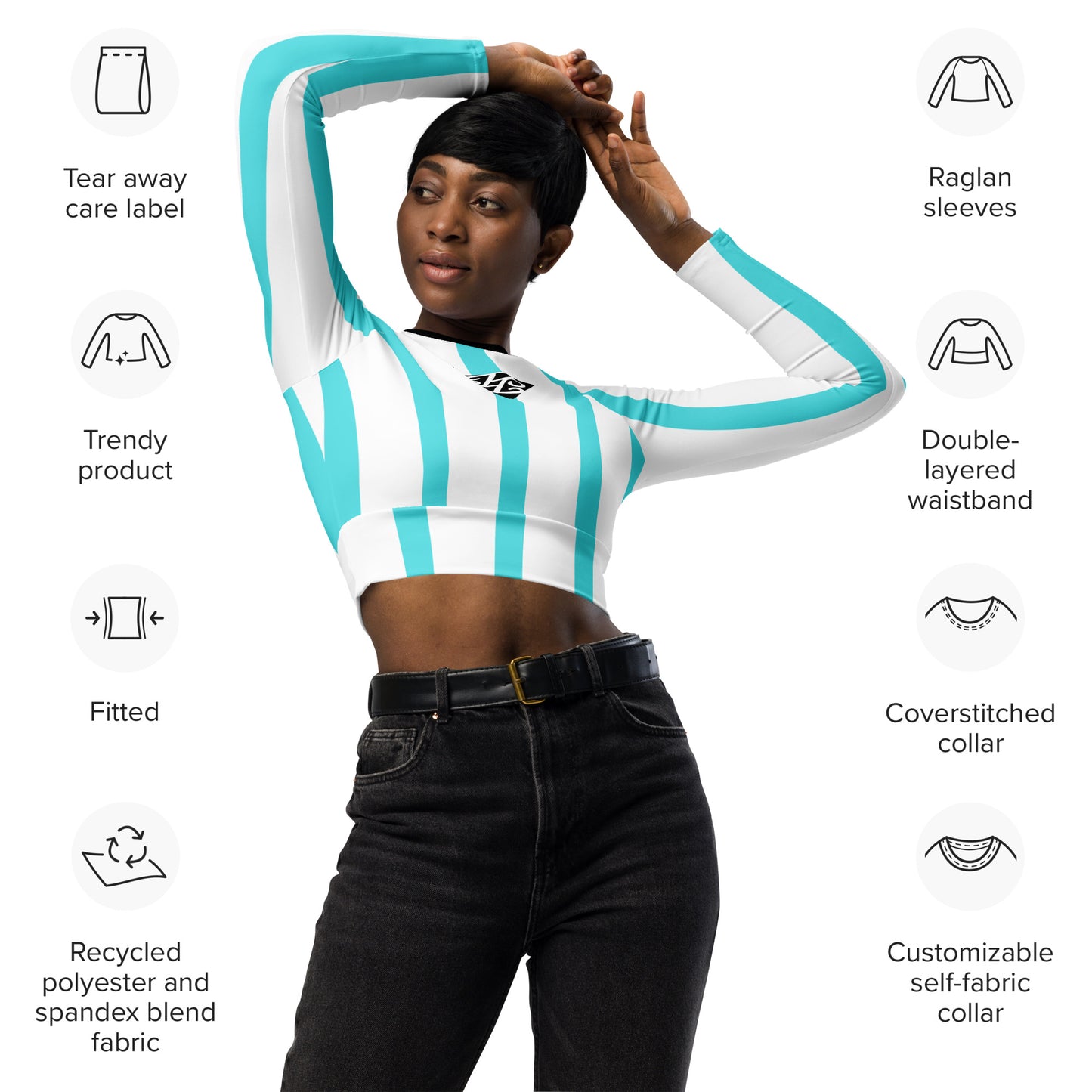 Phallacy Striped Designer Long-sleeve Crop Top