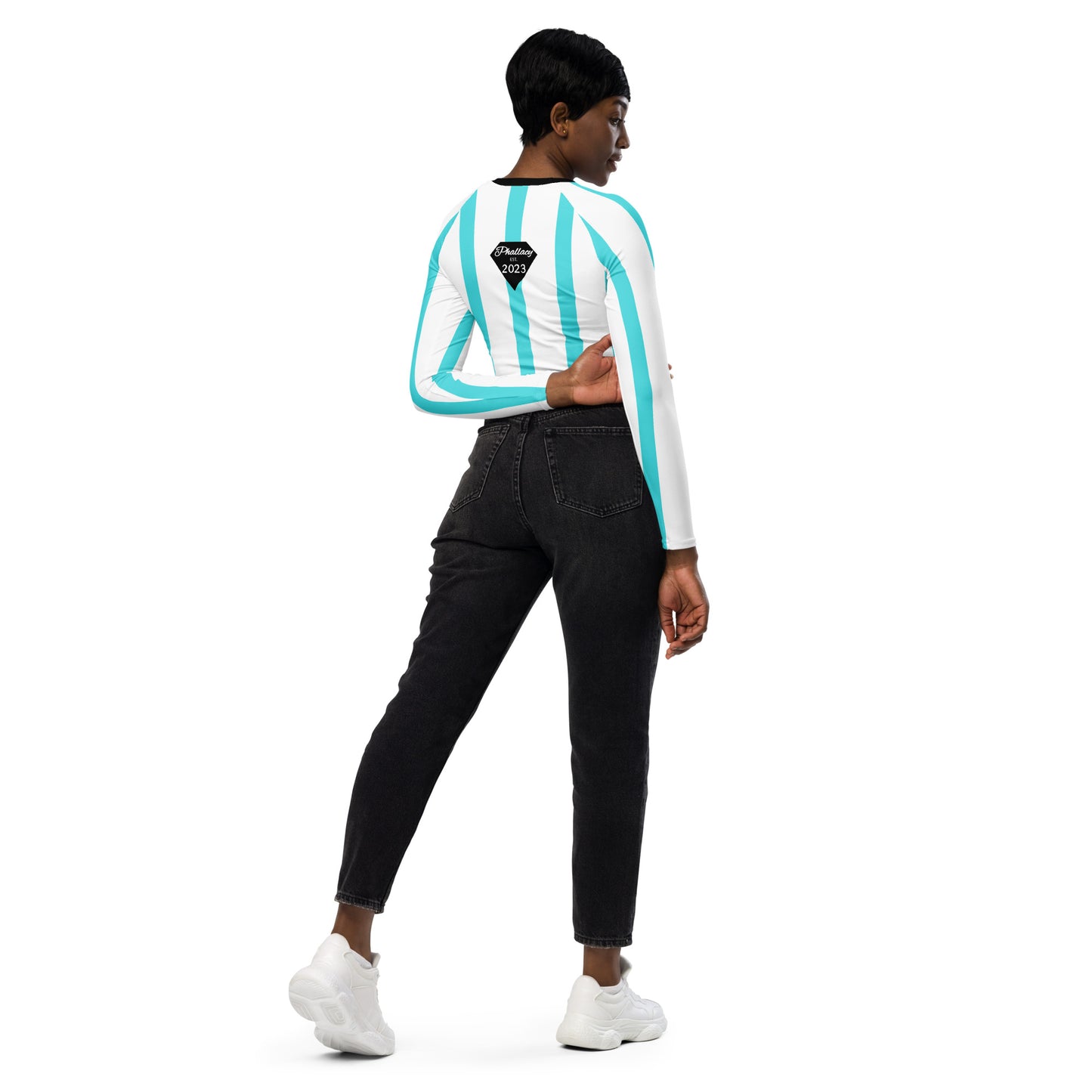 Phallacy Striped Designer Long-sleeve Crop Top