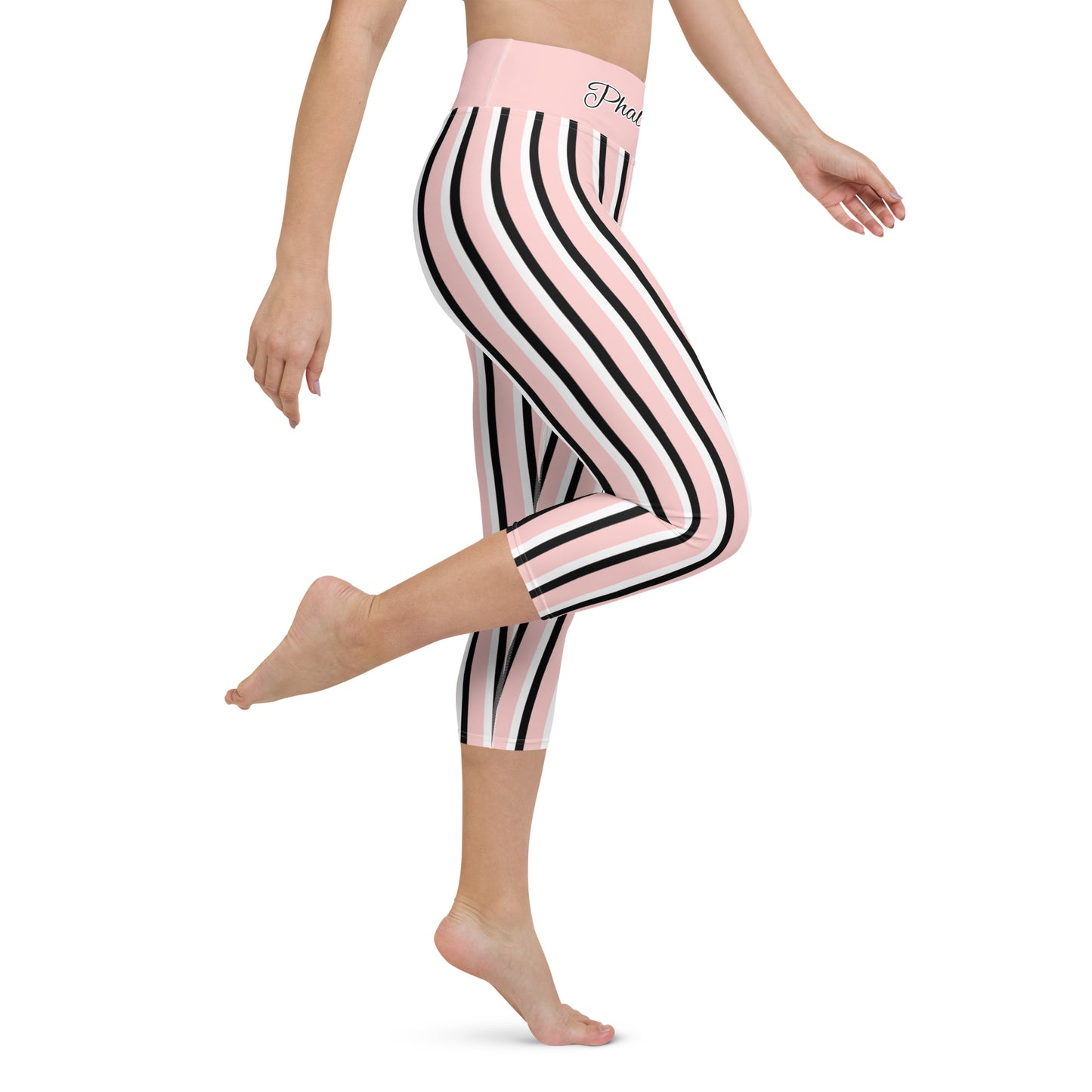 Phallacy Striped Designer Yoga Capri Leggings