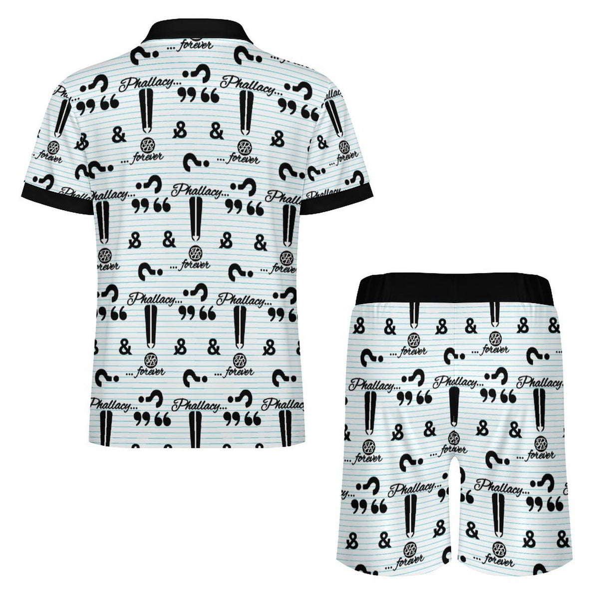 Phallacy Striped Designer Men's Polo Set w/ Zipper