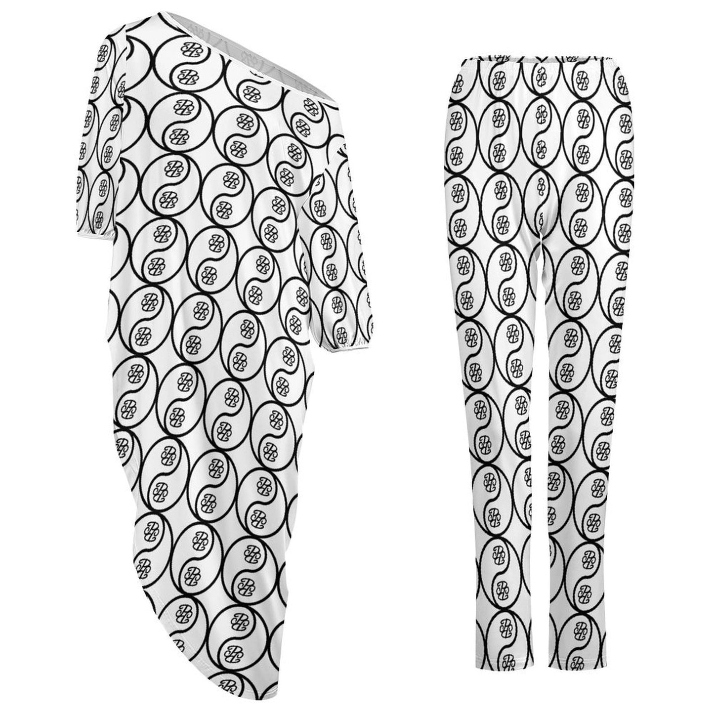 Phallacy Yin-Yang Designer Off Shoulder 2-piece Set