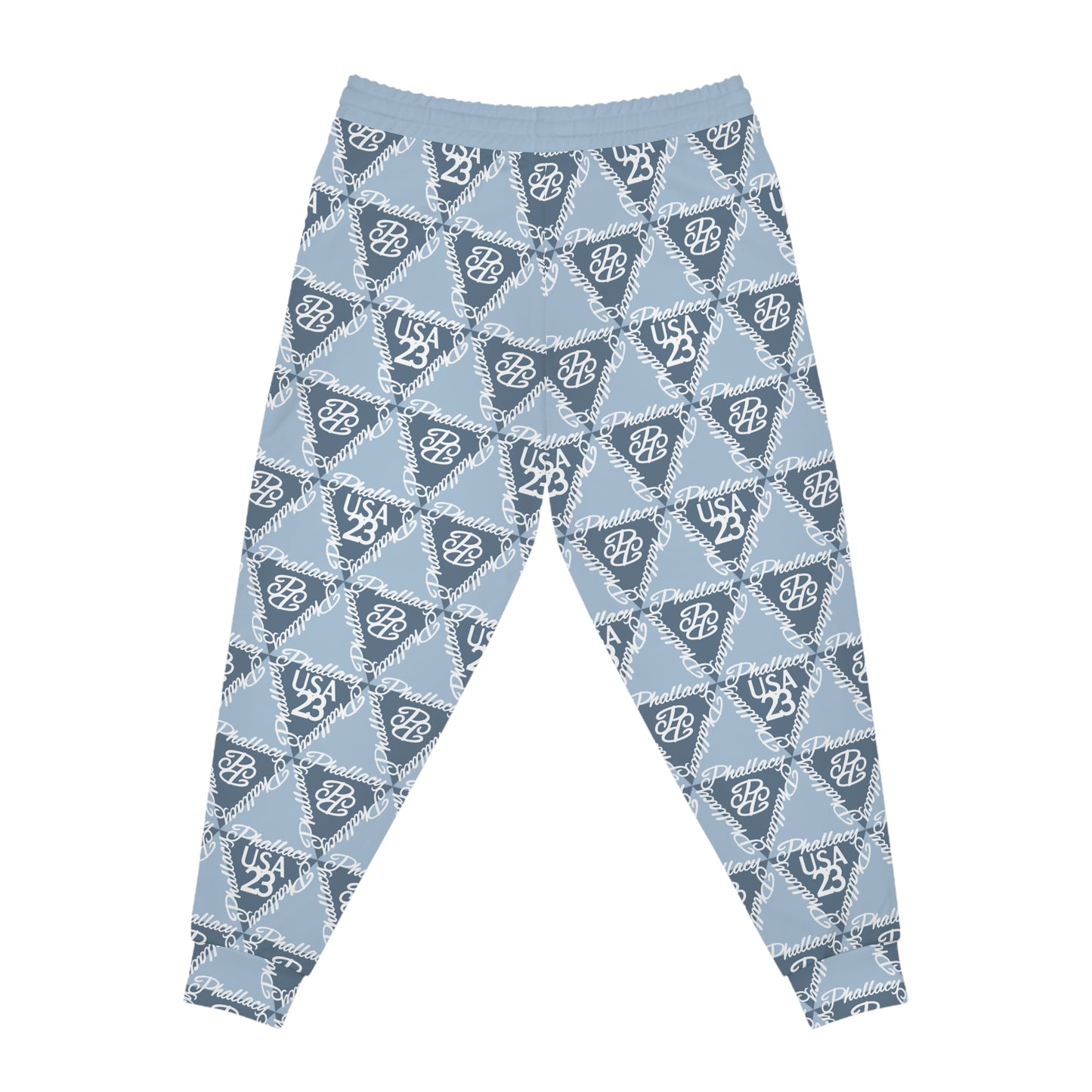 Stylish blue all over prints luxury activewear joggers for men featuring unique patterns