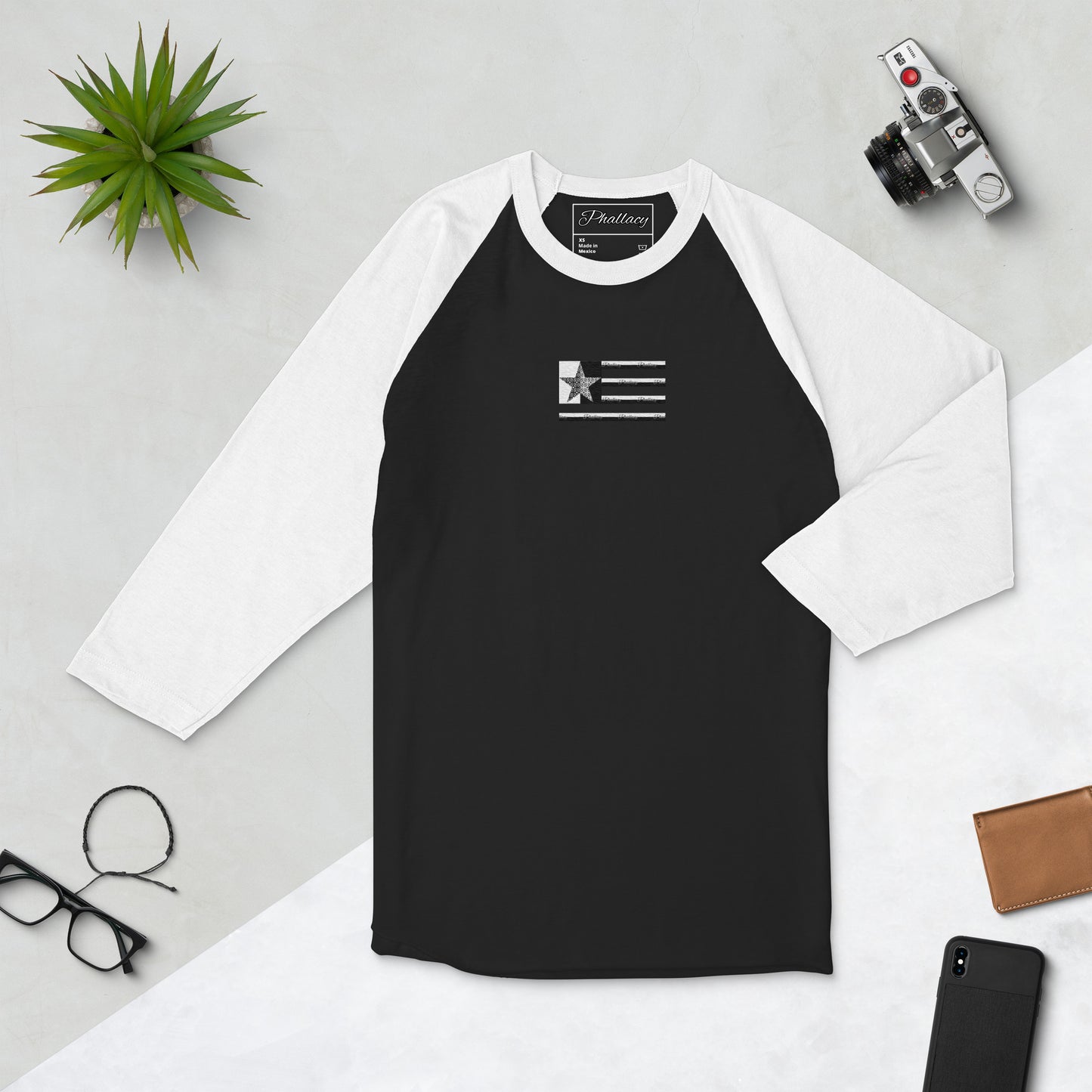 Phallacy Flag Unisex 3/4 sleeve Raglan Tee