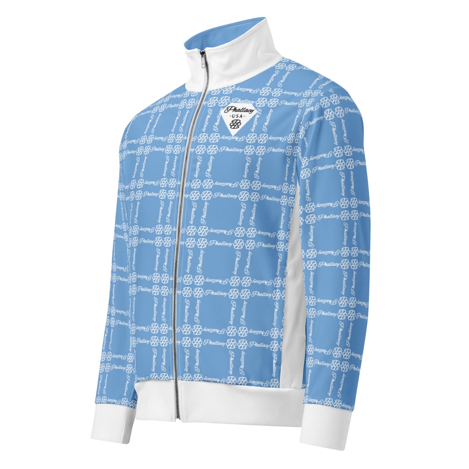 Stylish jacket from the designer activewear collection featuring a modern blue pattern and sleek design