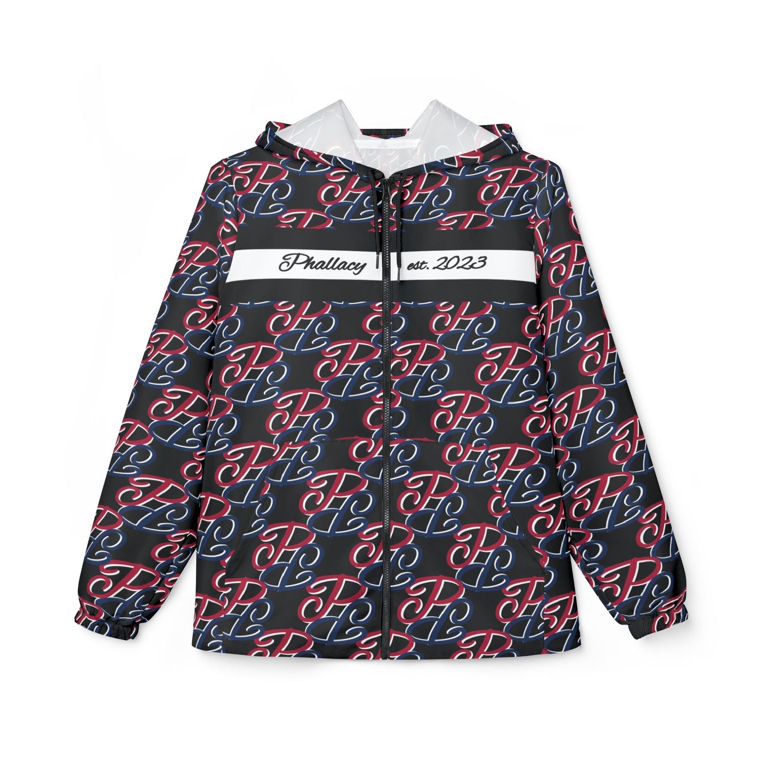 Stylish jacket from the Players Collection by Phallacy featuring a vibrant red, black, and white pattern