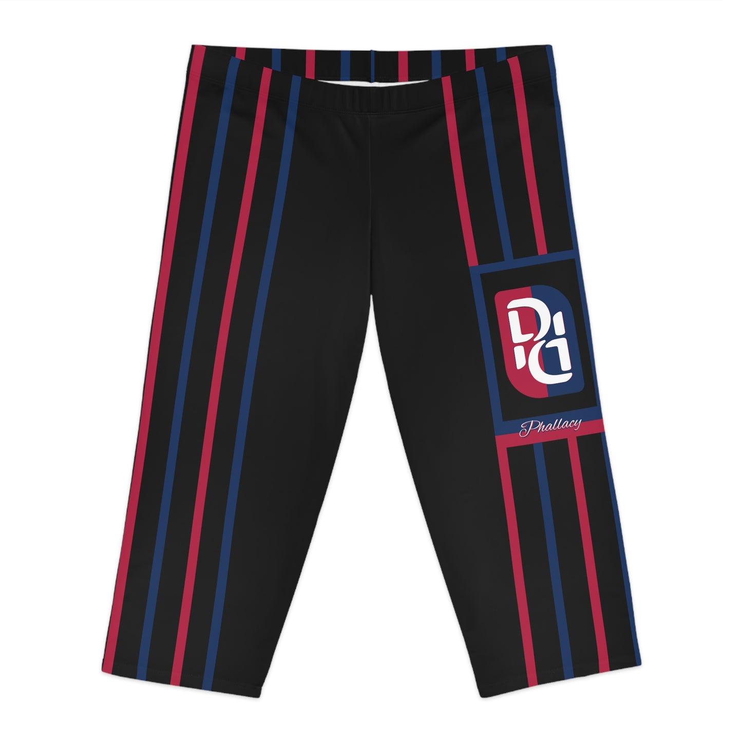 Phallacy Striped Designer Capri Leggings