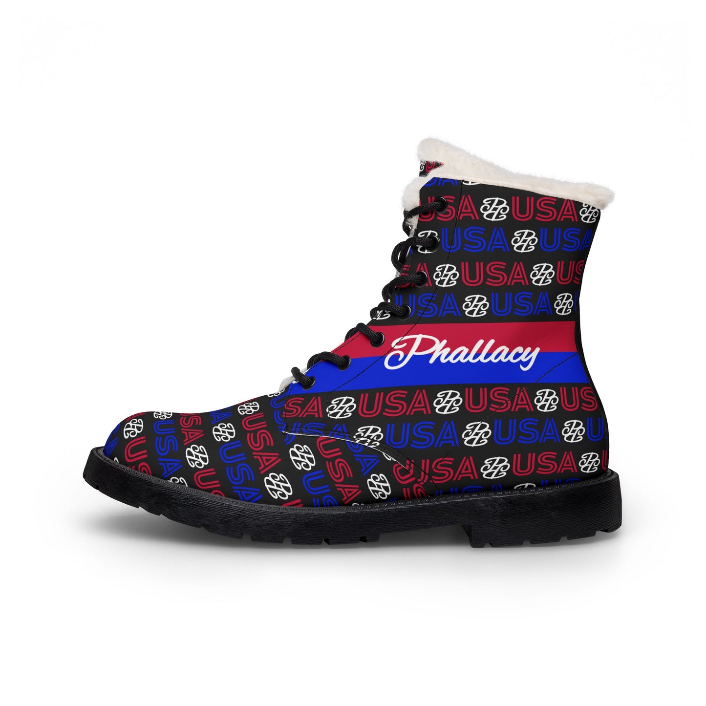 Phallacy DNA Men's Designer Fur-Lined Vegan Leather Boots