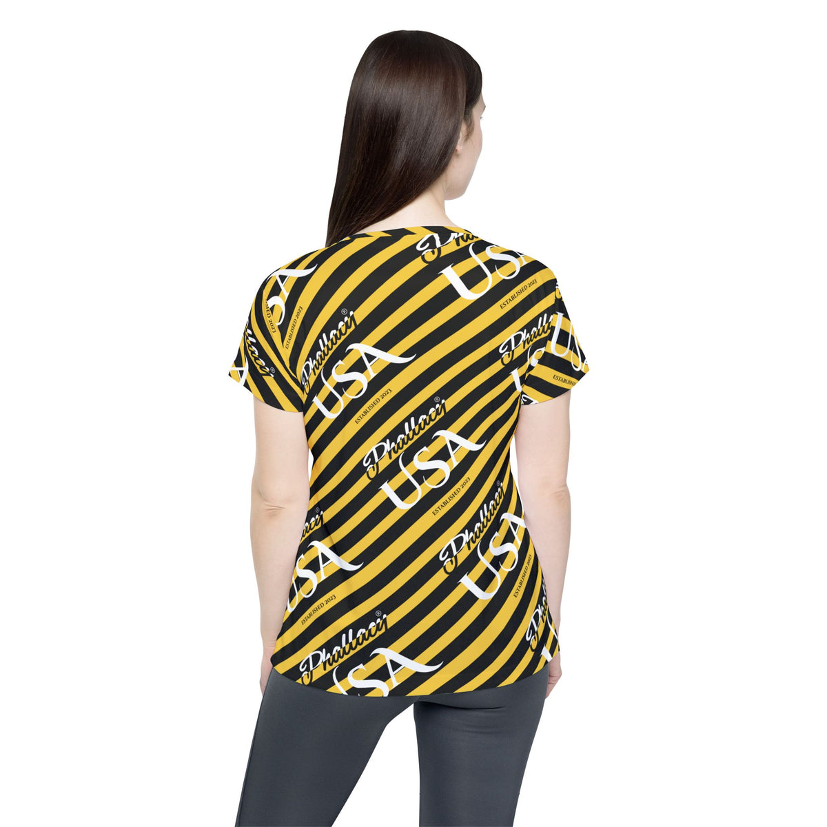 Phallacy USA Signature Women's Designer Sports Jersey — Black & Yellow Striped Jersey