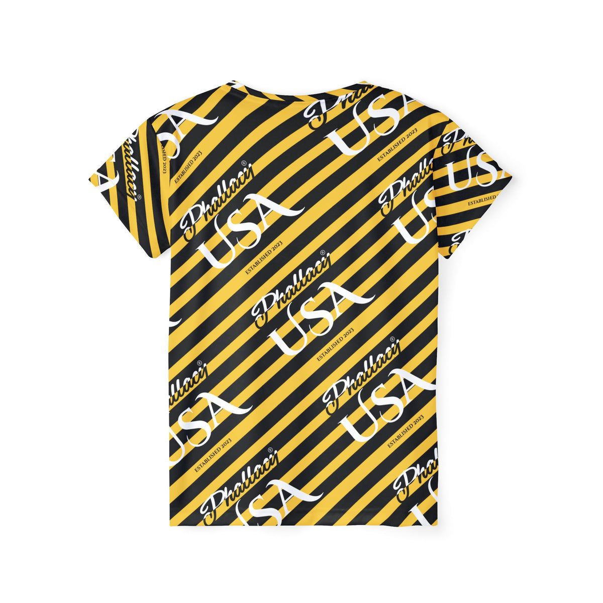 Phallacy USA Signature Women's Designer Sports Jersey — Black & Yellow Striped Jersey