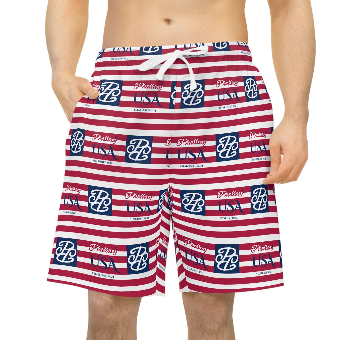 Phallacy Flag Designer Men's Athletic Long Shorts