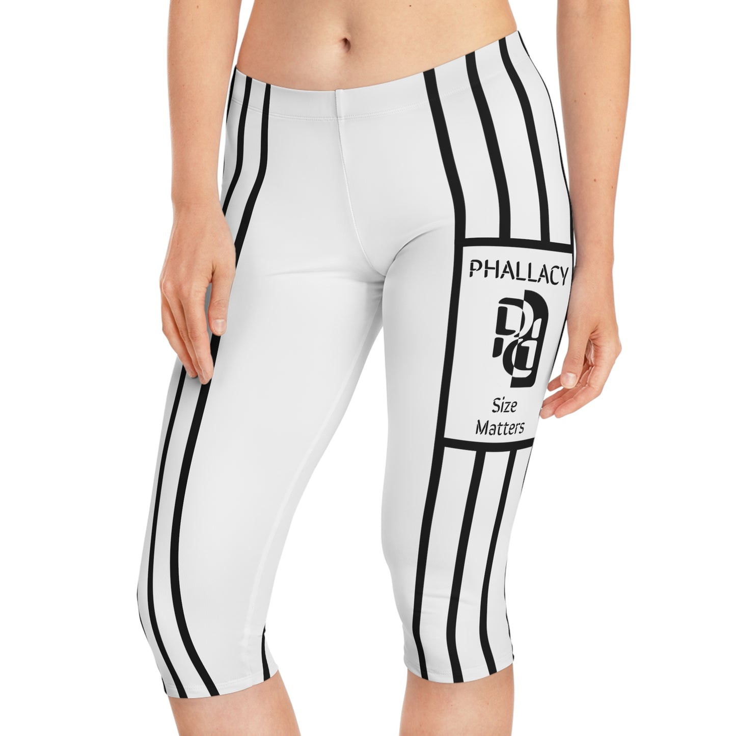 Phallacy Striped Designer Capri Leggings