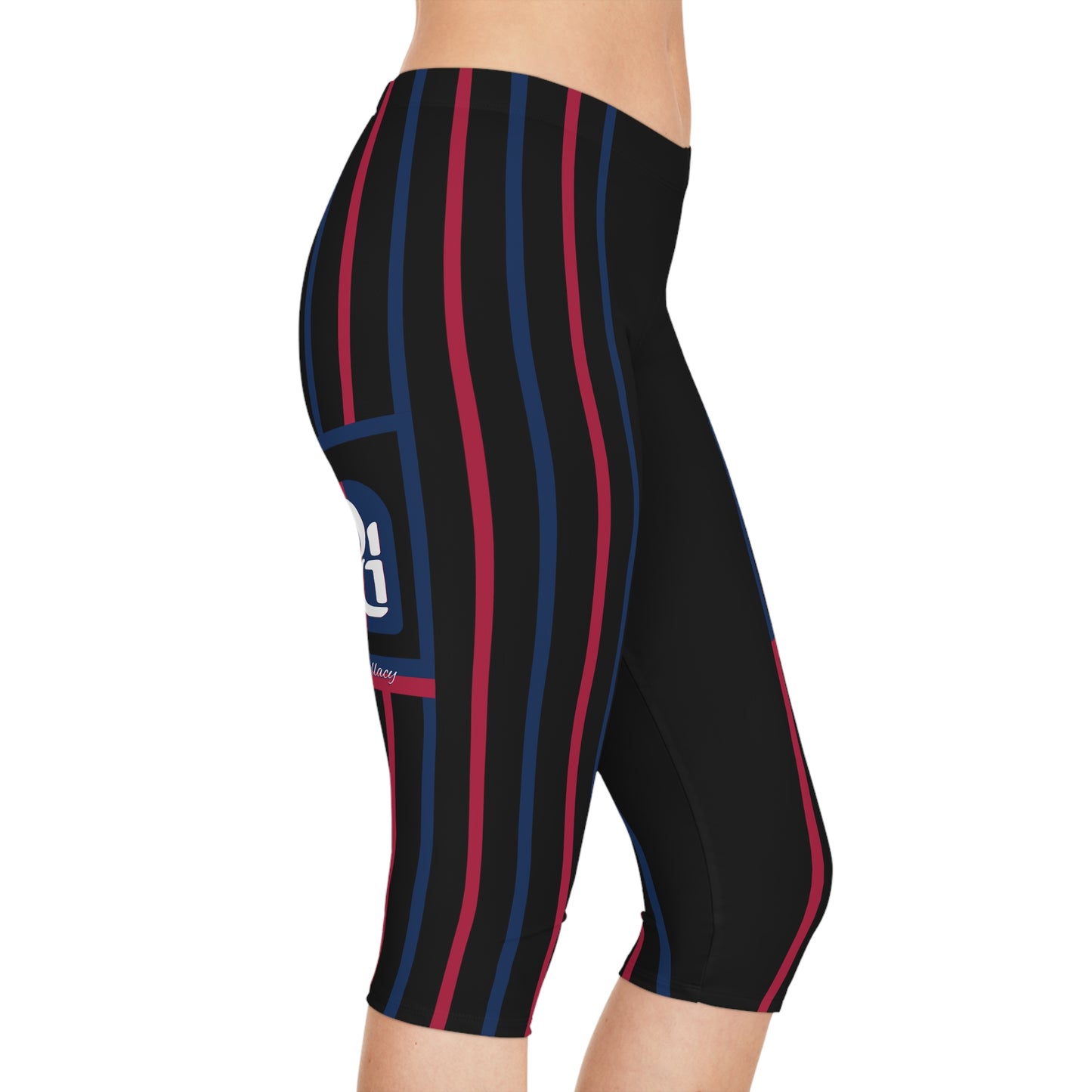 Phallacy Striped Designer Capri Leggings