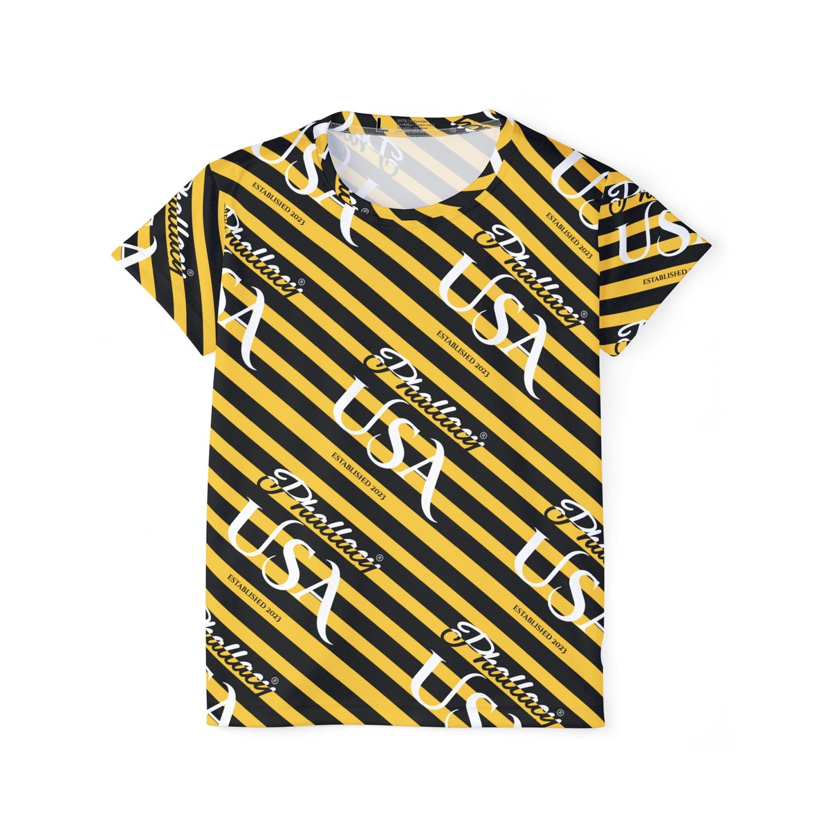 Phallacy USA Signature Women's Designer Sports Jersey — Black & Yellow Striped Jersey