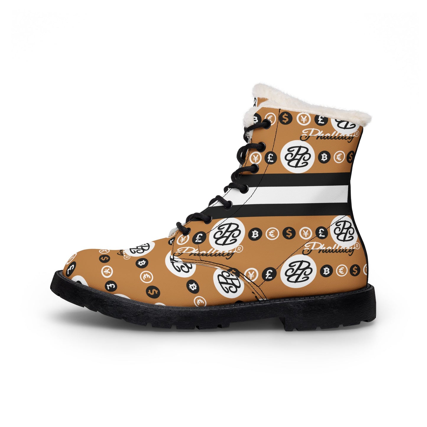 Phallacy Reserve Fur-Lined Vegan Winter Boots for Women in Sovereign Monogram