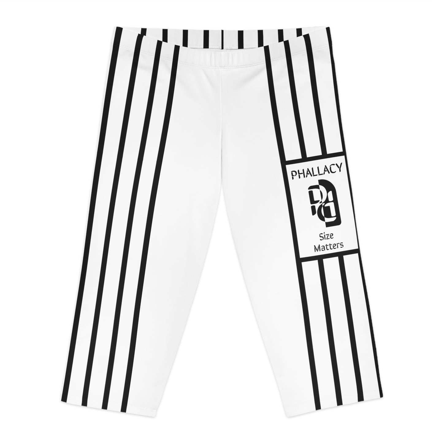 Phallacy Striped Designer Capri Leggings