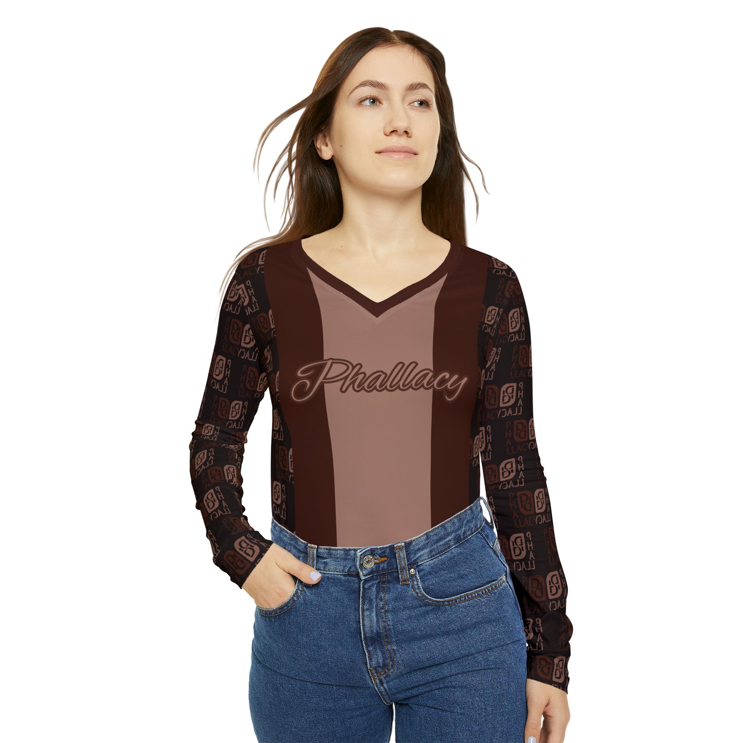 Phallacy Balance Designer Women's Long Sleeve V-neck