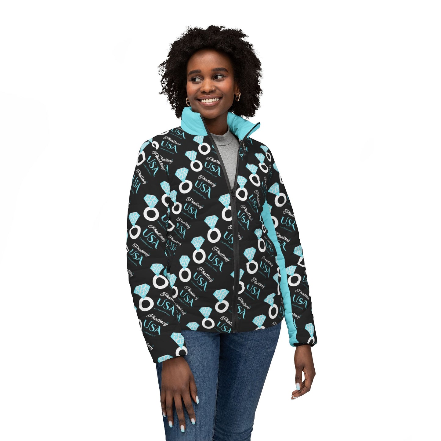 Phallacy Diamond Designer Women's Puffer Jacket