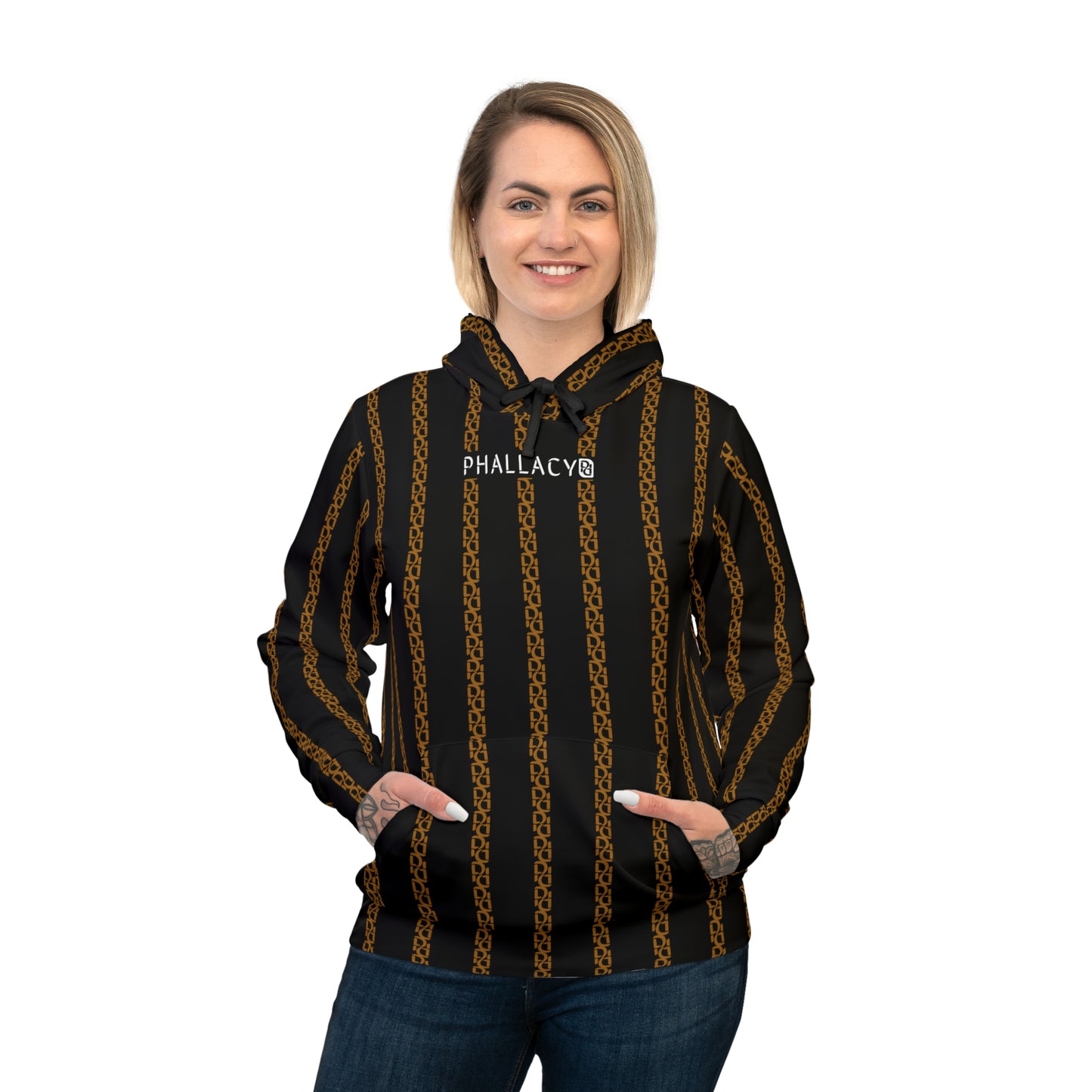 Phallacy Striped  Designer Unisex Athletic Hoodie