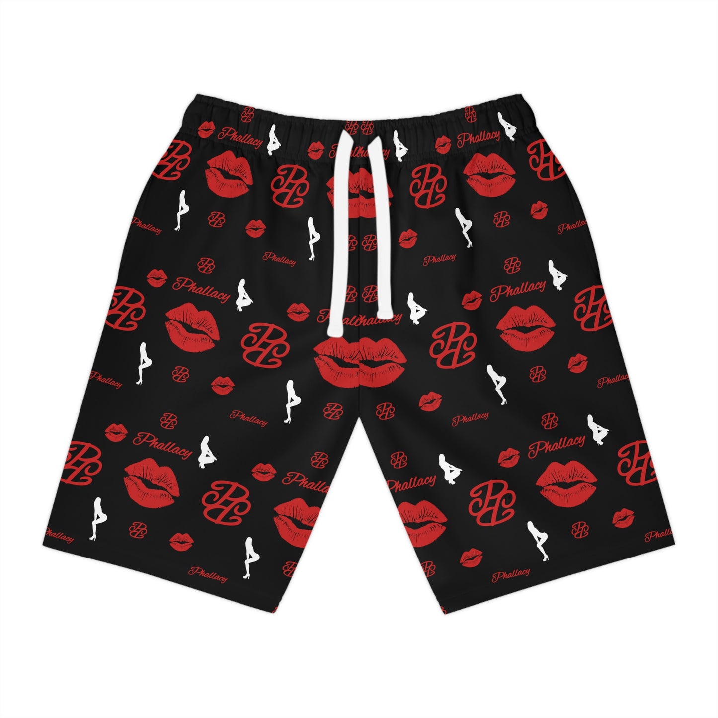 Phallacy Lips Designer Men's Athletic Long Shorts