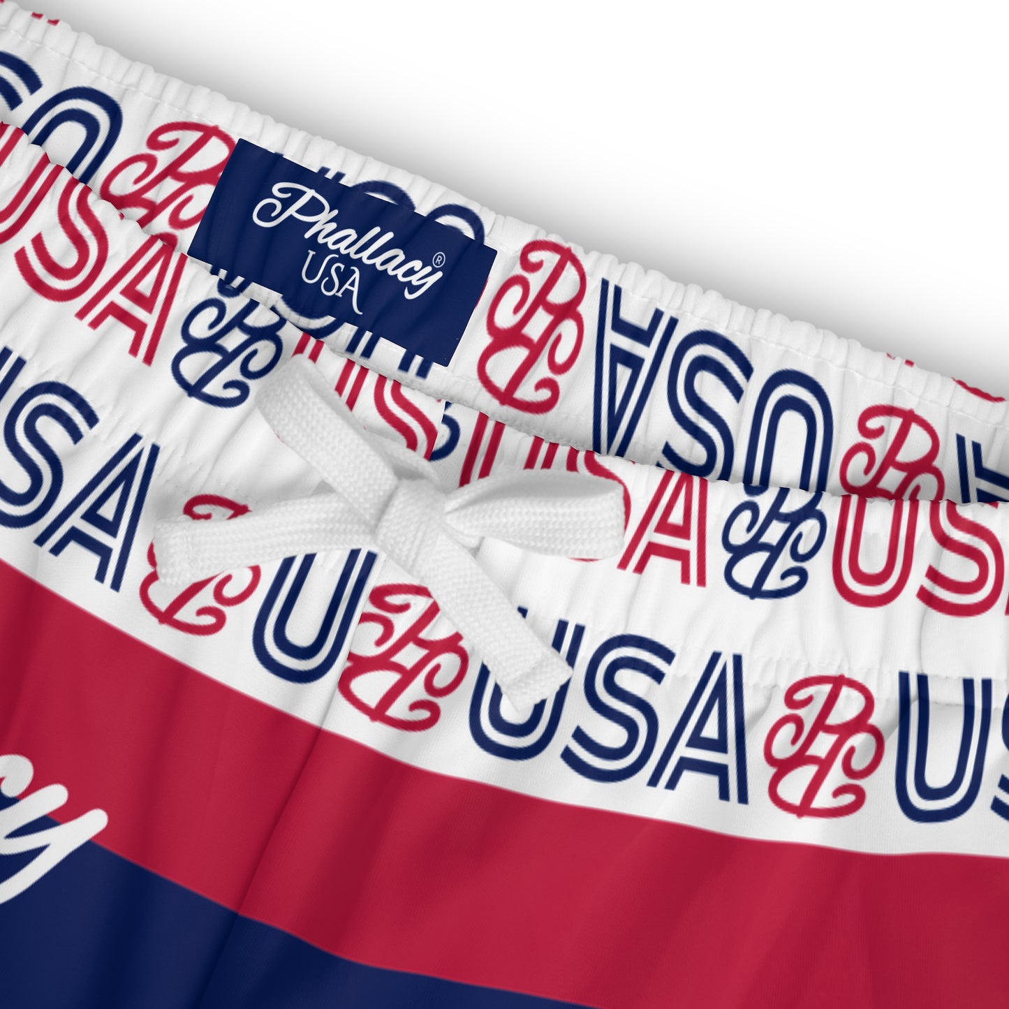 Phallacy USA Athletic Long Shorts - Red White Blue Patriotic Pattern
