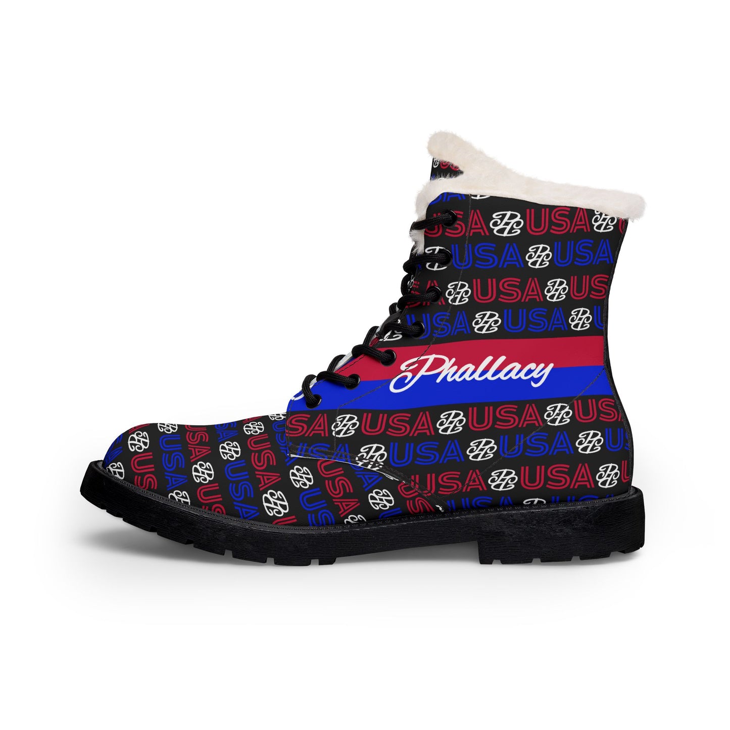 Phallacy DNA Men's Designer Fur-Lined Vegan Leather Boots