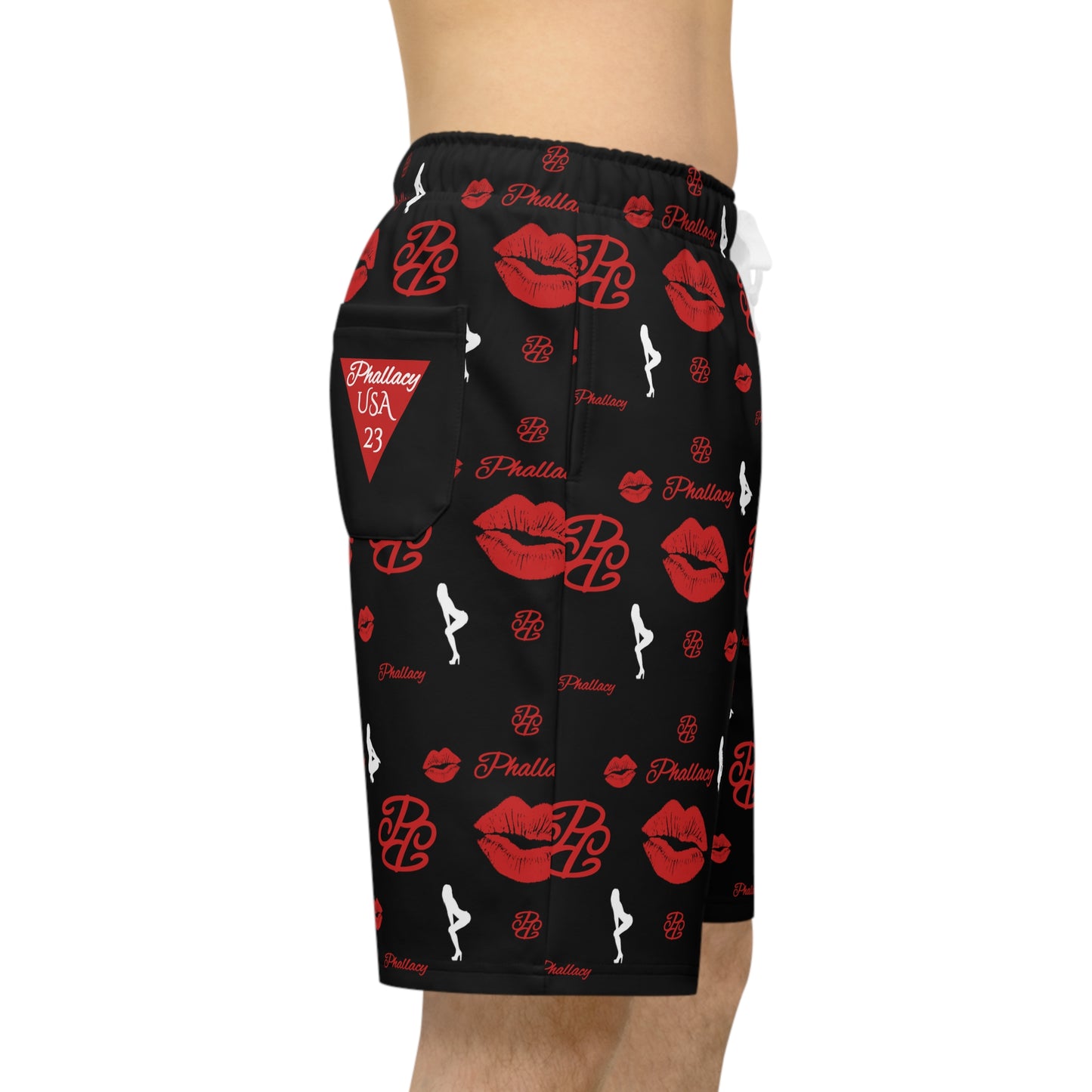 Phallacy Lips Designer Men's Athletic Long Shorts
