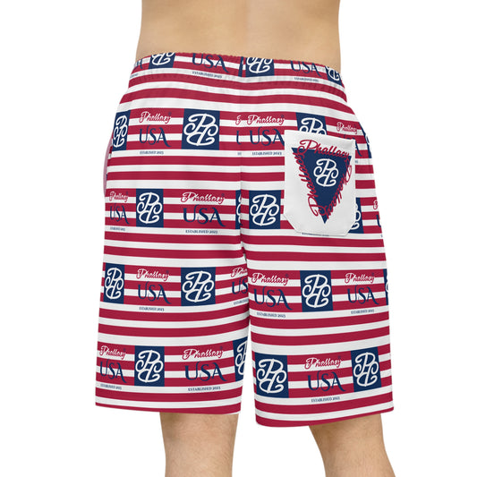 Phallacy Flag Designer Men's Athletic Long Shorts