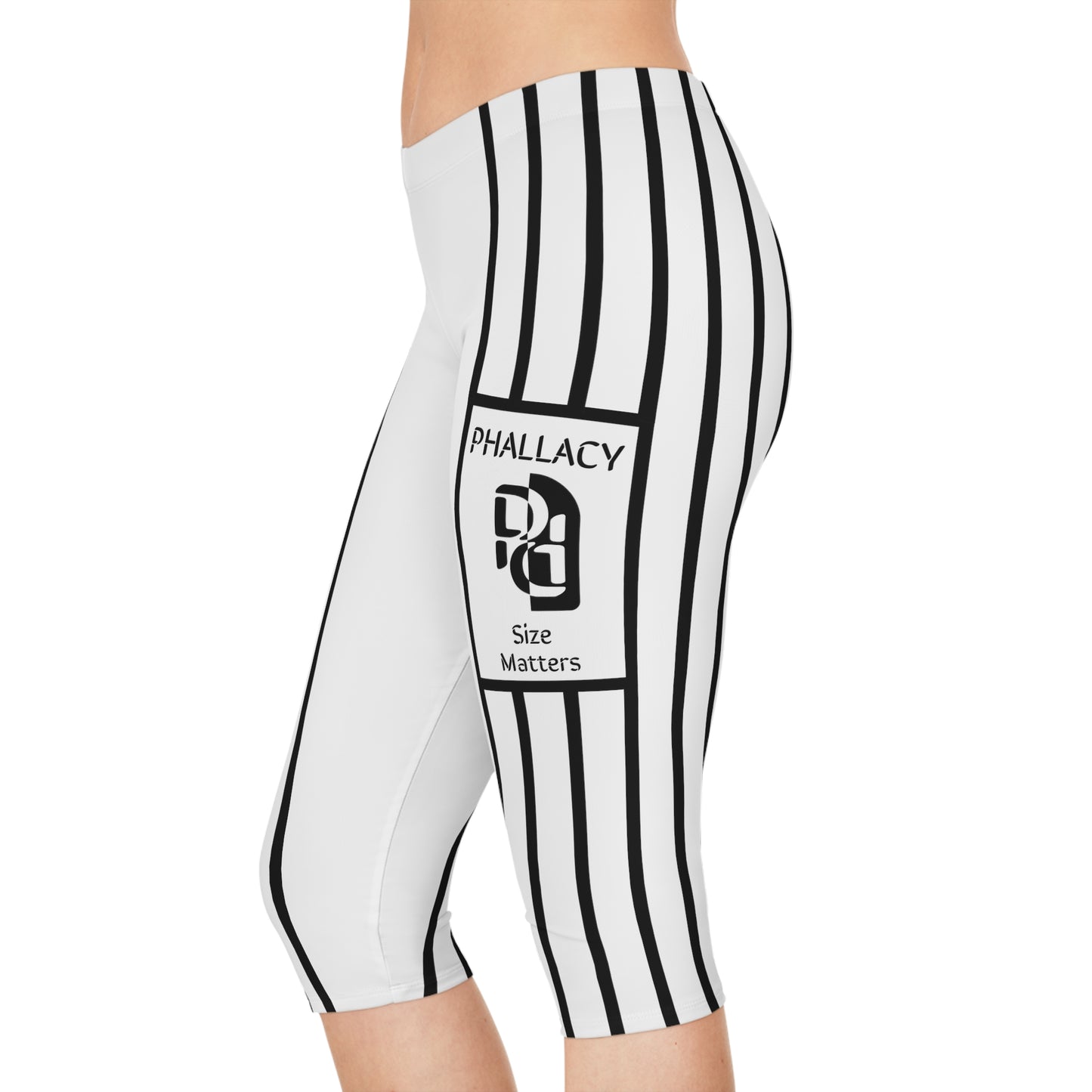 Phallacy Striped Designer Capri Leggings