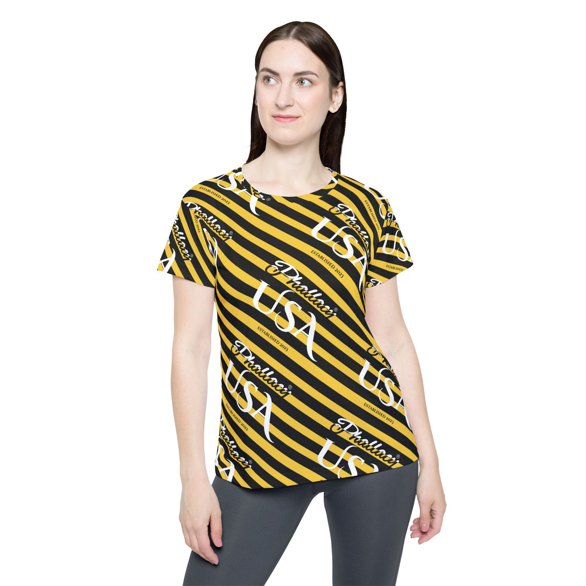 Phallacy USA Signature Women's Designer Sports Jersey — Black & Yellow Striped Jersey
