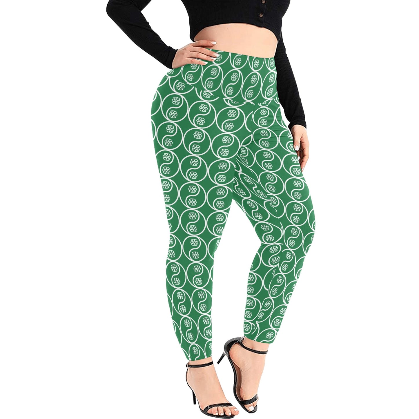 Phallacy Yin-Yang Designer Plus Size High-Waisted Leggings