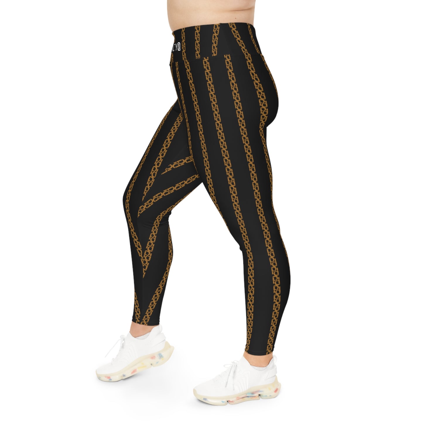 Phallacy Striped  Designer Plus Size Leggings