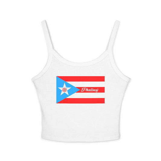 Phallacy Flag Women's Designer Spaghetti Strap Tank | Puerto Rico Flag, Boricua, Puerto Rico Fashion