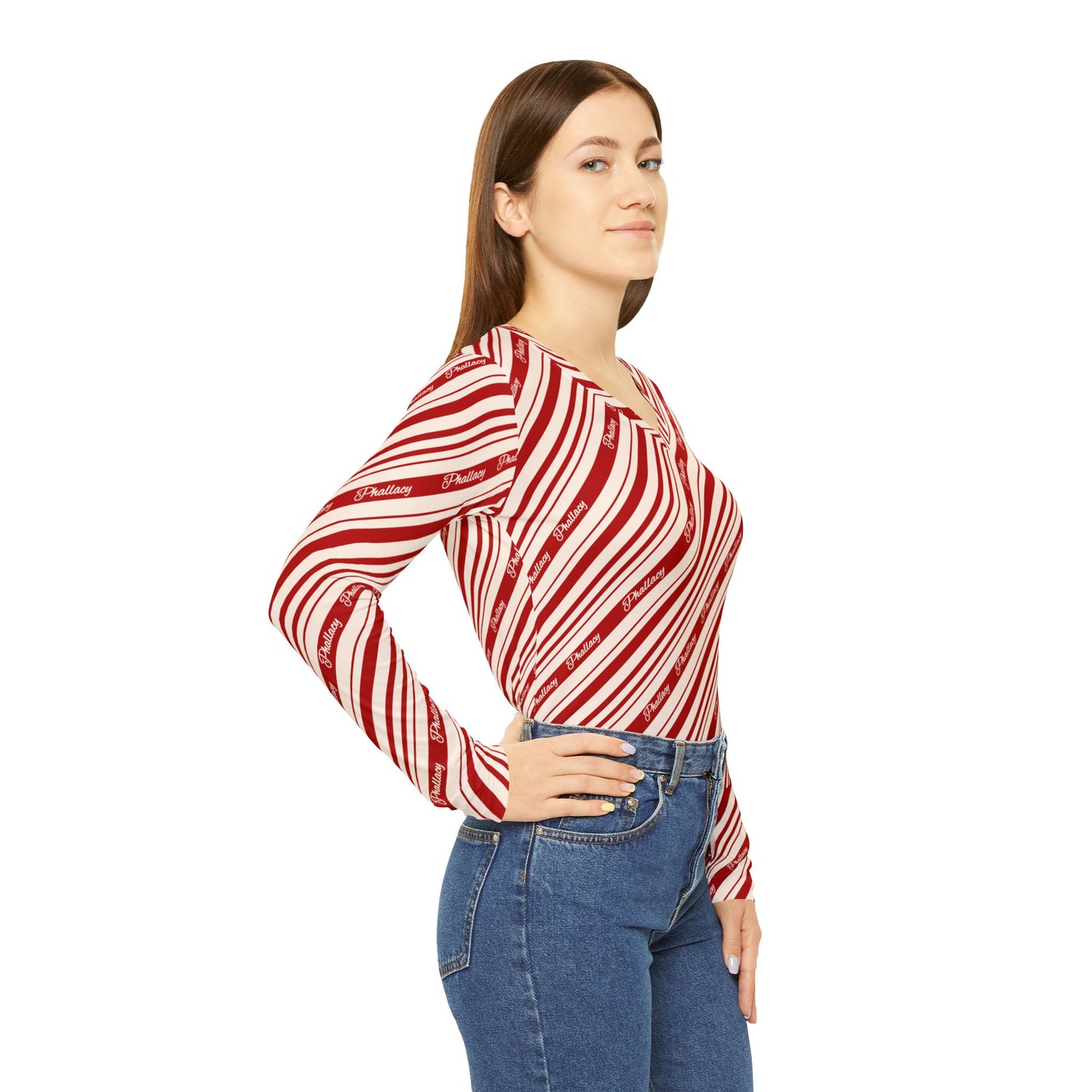 Phallacy Designer Women's Long Sleeve V-neck