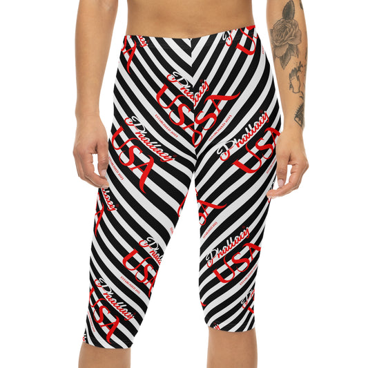 Phallacy Signature Women's Designer Mid-Rise Capri Leggings